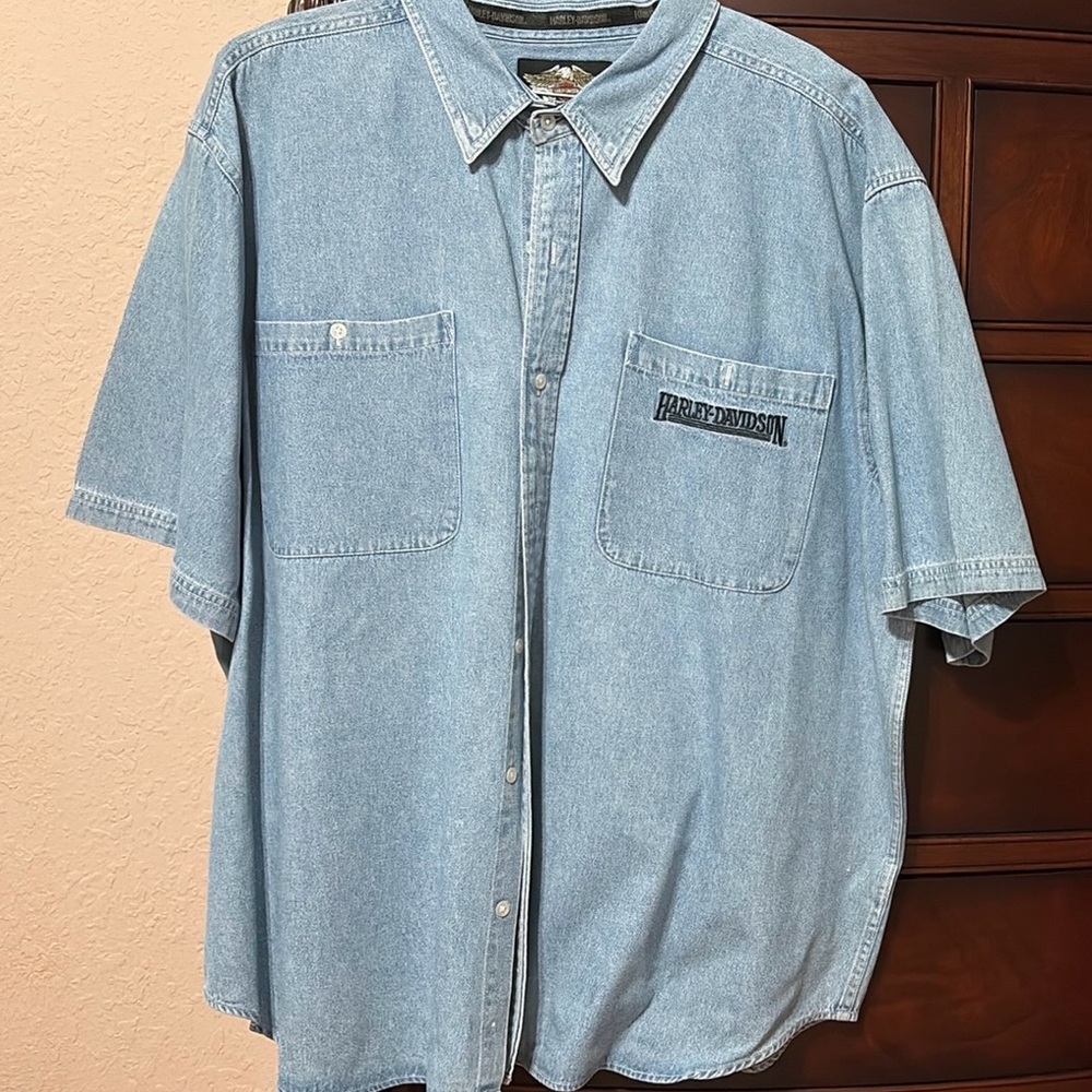 Harley-Davidson Blue Casual Button Down Shirt